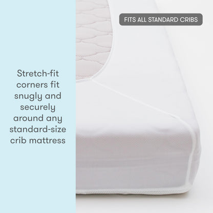 Newton Baby Waterproof Crib Mattress Pad | Ultra-Breathable Quilted Layer for Comfort & Universal Fitted Skirt for Secure Fit | Machine Washable | Crib Mattress Protector Pad Waterproof, 2 Packs