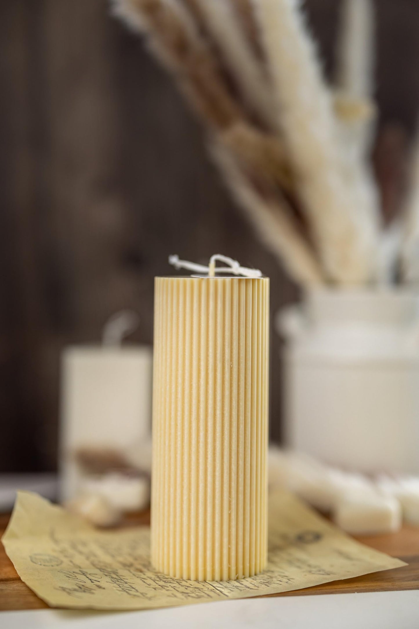 Large Ribbed Thick Pillar Candle/Scented/Birthday Gift/Wedding Decor/Soy Candle/Home Decor (Green)