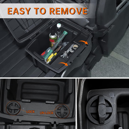 CUSAUTV Removable Rear Cargo Box Storage Bin Compatible with Can Am Defender HD5/ HD8/ HD10/ Commander Double Layer Bed Trunk Tool Cargo Storage Box Container with Lid