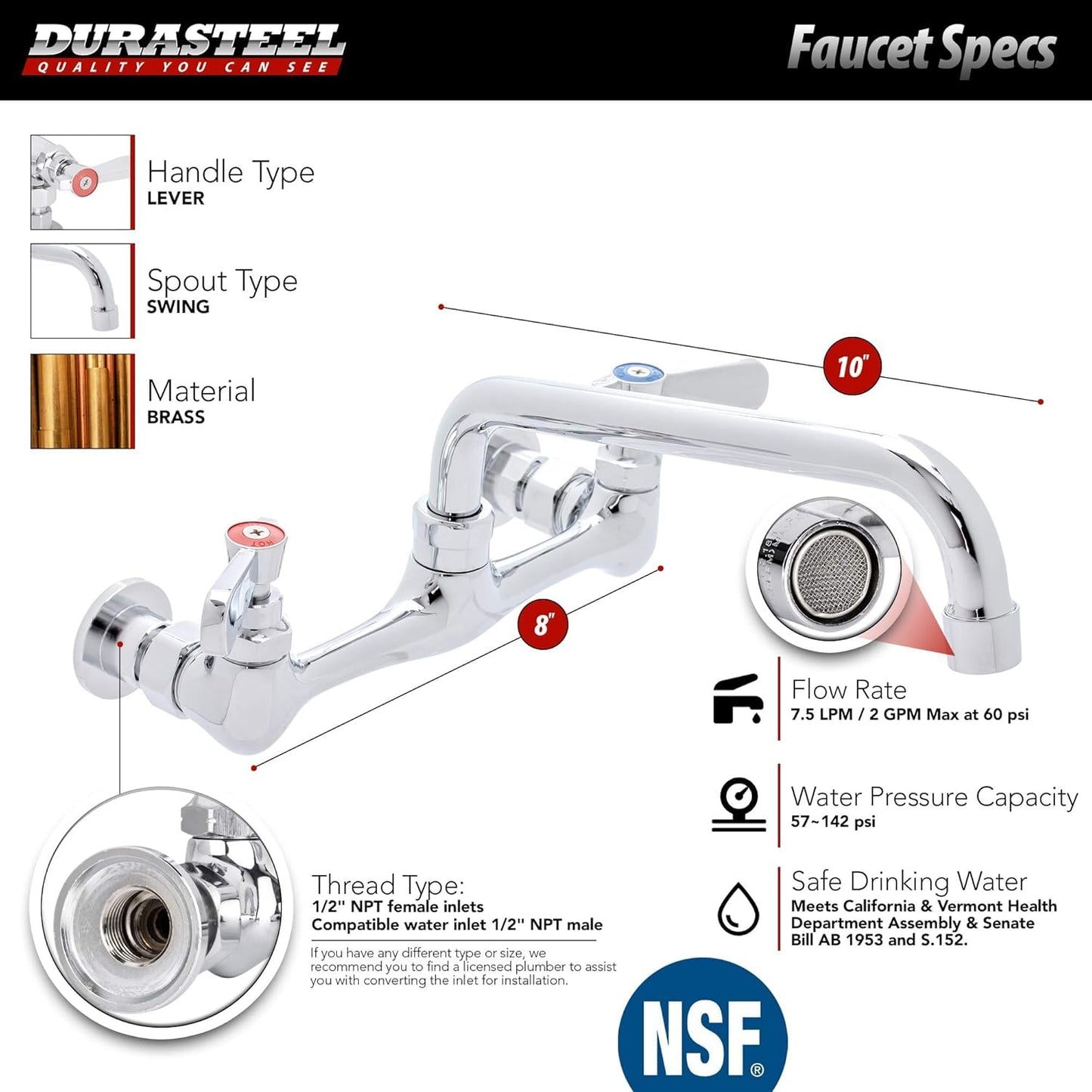 DuraSteel Commercial Stainless Steel Utility Sink - NSF 18 x 18 x 12 Bowl with Right Drainboard & Faucet - Freestanding Outdoor Kitchen Sinks, Outdoor Sinks, Laundry Sink, Garage Shop, Utility Tub