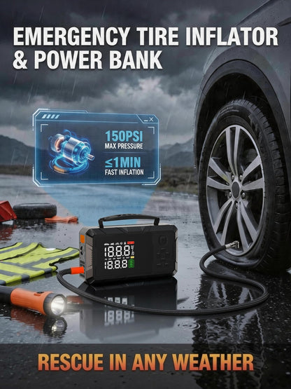 CTWJO Jump Starter with Air Compressor, 3000A Portable Car Battery Jumper Starter with 100W Wall Charger, 16000mAh Power Bank PD 65W Fast Charging, 150PSI Tire Inflator (30L/min), 12V Jump Box