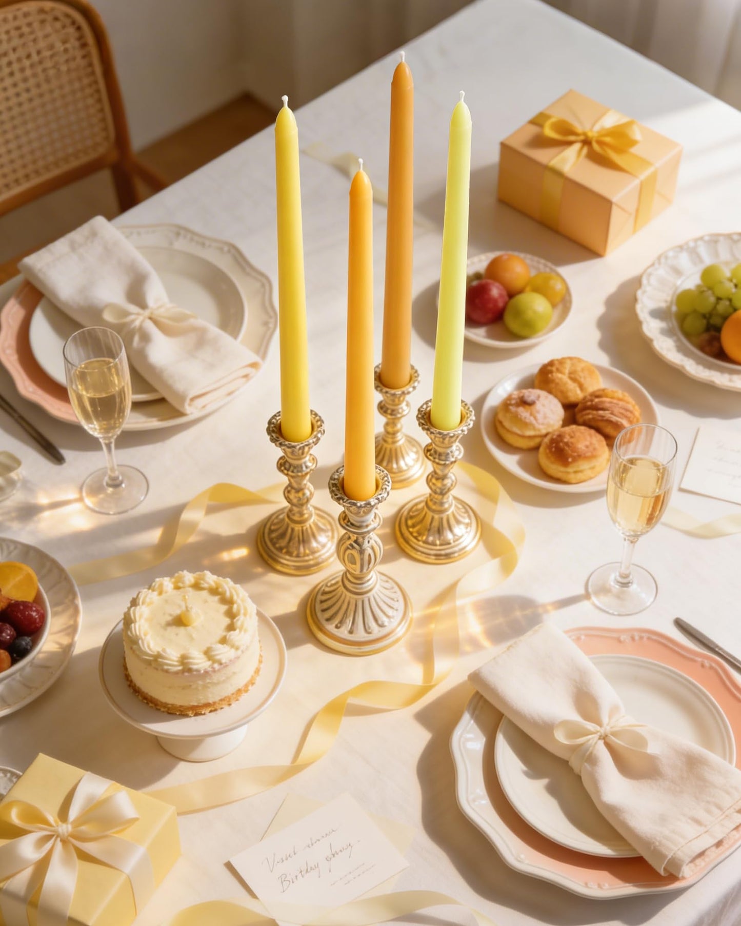 Viyffo Taper Candles, 12 Inch, 12 Pack, Yellow – Unscented, Smokeless Design, Up to 8-Hour Burn – Tall Candlesticks for Table Decor, Weddings & Dinners
