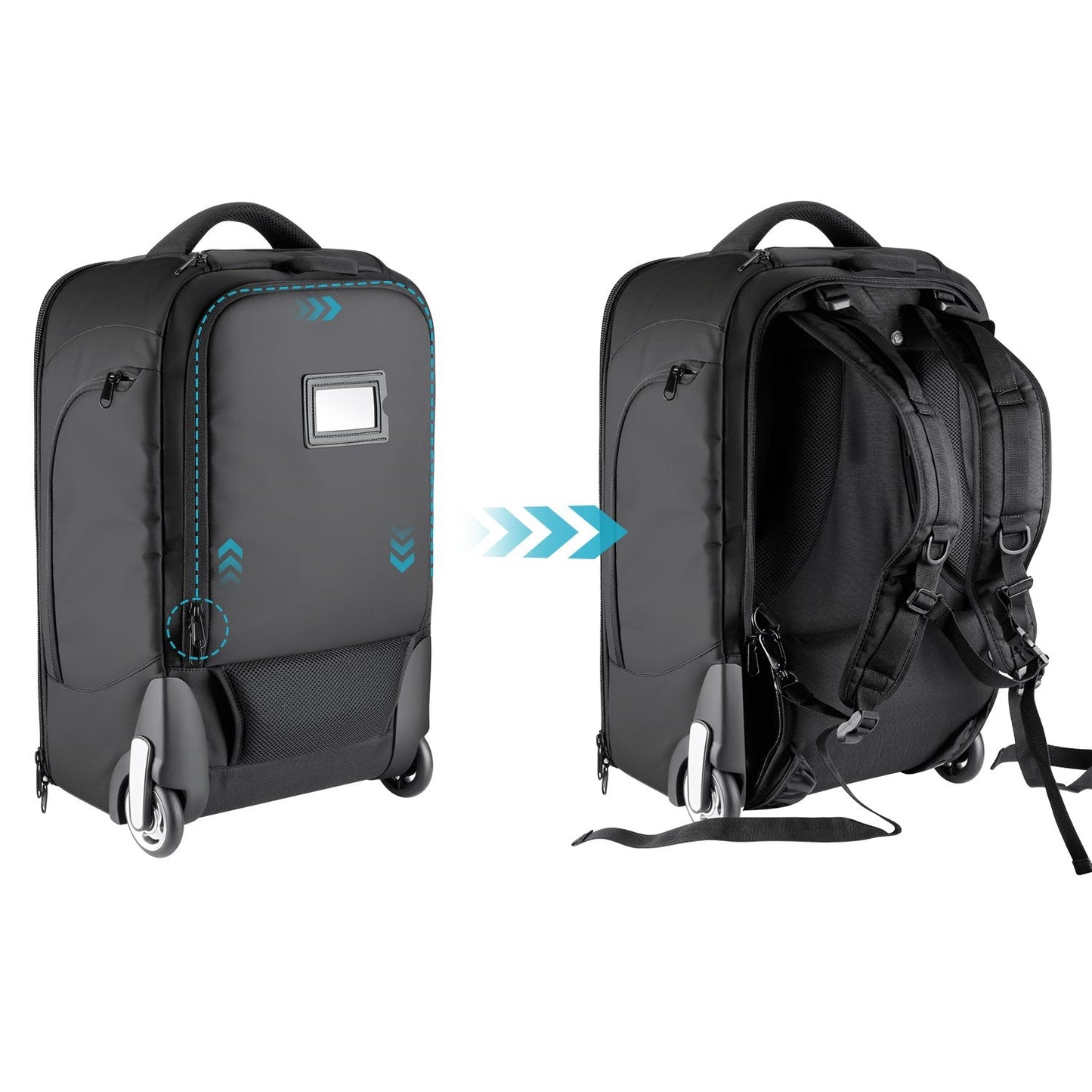 Neewer 2-in-1 Rolling Camera Bag Backpack Suitcase Style Convertible with Double Handle, Shockproof Trolley Case with Removable Padded for SLR/DSLR Cameras Tripod Lenses (Black/Red)