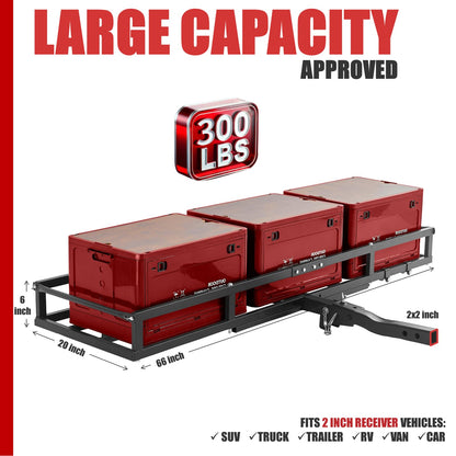 Hitch-Mount Bike Rack for Ebike Heavy-Duty - Fits 2 Electric Fat-Tire Mountain Bicycles Fits 2" Receiver for Car SUV Truck RV Minivan (Red, Comes with Cargo Carrier)