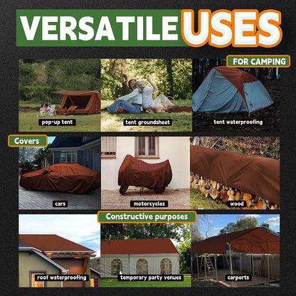 RAINDEWAY 20x40 Feet Super Heavy Duty 18 Mil Brown Poly Tarp Cover, UV Resistant, Weatherproof, Multipurpose Waterproof Poly Tarp with Grommets and Reinforced Edges