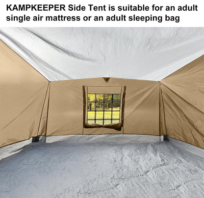 KAMPKEEPER Side Tent,Camping Tent for 10' x 10' Pop Up Canopy, Easy Set Up Gazebo,Compatible with 10' Wide Canopy Tents (Khaki)