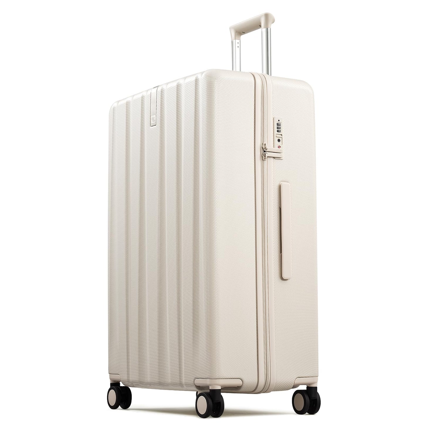 Hanke Upgraded Elite 29 Inch Extra Large Checked Luggage, PC Hard Shell Suitcases with Wheels, TSA Lock, Explosion-Proof Zipper Suitcase for Long Travel Men & Women,Ivory White
