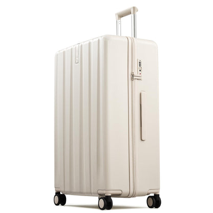 Hanke Upgraded Elite 29 Inch Extra Large Checked Luggage, PC Hard Shell Suitcases with Wheels, TSA Lock, Explosion-Proof Zipper Suitcase for Long Travel Men & Women,Ivory White