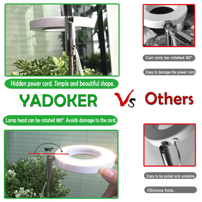 Plant Grow Light,yadoker LED Growing Light Full Spectrum for Indoor Plants,Height Adjustable, Automatic Timer, 5V Low Safe Voltage