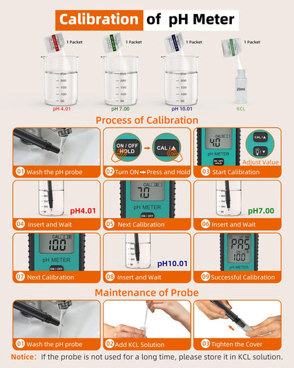Tadeto Soil pH Tester - High Accuracy Digital Meter for Garden, Water & Plants | LCD Display & Calibration Kit