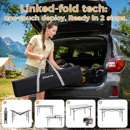 KingCamp Aluminum Camping Table Foldable, Large 53.5" Roll Up Camp Table Folding Seamless Tabletop Heavy Duty Duck Hunting Camping Tables Metal Portable Outdoor Collapsible for RV BBQ Picnic Hunting