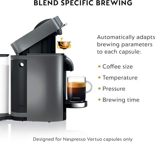 De'Longhi Nespresso Vertuo Plus Coffee & Espresso Maker - Titan Finish, Versatile Brewing Options