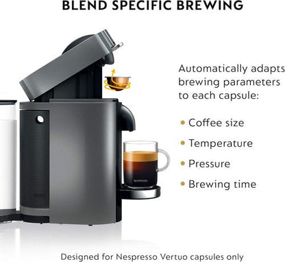 De'Longhi Nespresso Vertuo Plus Coffee & Espresso Maker - Titan Finish, Versatile Brewing Options