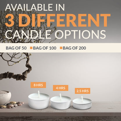 PAMI Tealight Candles 100 Pack Little Small 1in Round Unscented 2.5h Burn Time for Votive Holders