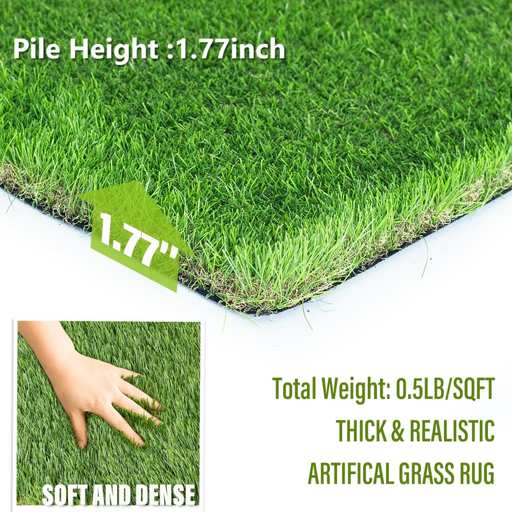 LITA Thick Artificial Grass Turf 7x15FT, 1.77 Inch Realistic Fake Grass Rug with Drainage, Customizable with Extra Large Size, Perfect for Indoor and Outdoor Use, Synthetic Grass Mat for Dogs