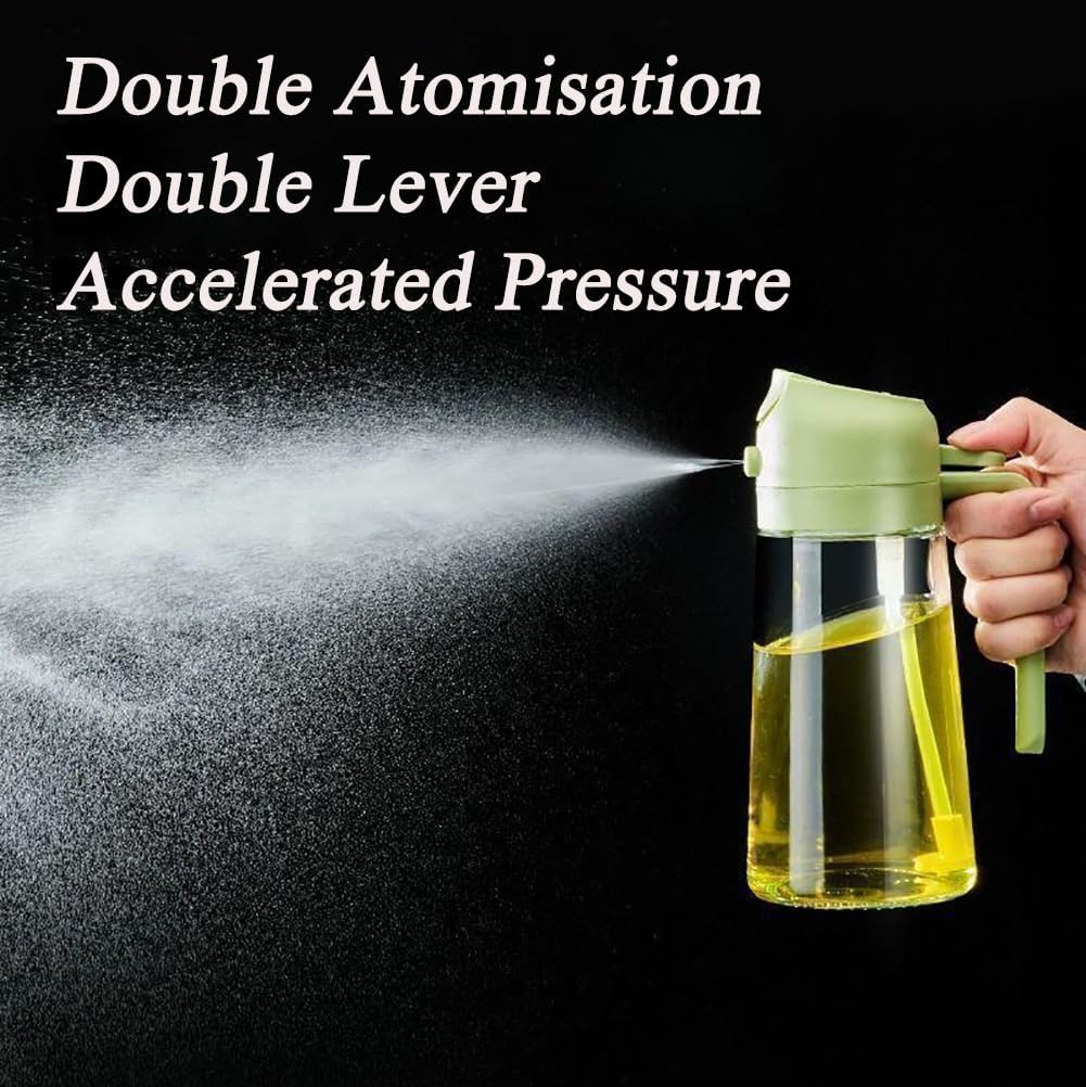 Olive Oil Sprayer Mister - Premium 17oz Glass Dispenser Bottle for Cooking, Baking & Grilling | Black