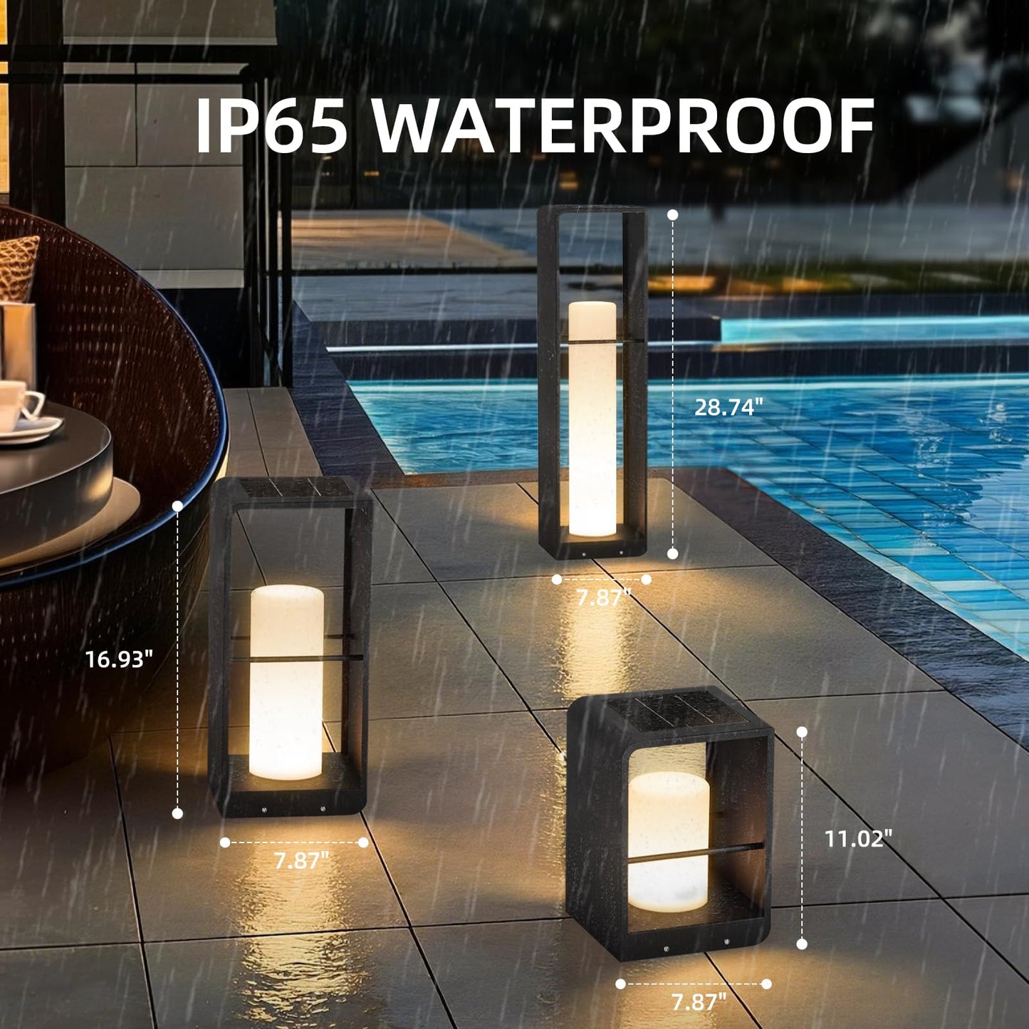 Linkmoon Outdoor Lights for Patio, IP65 Solar Lanterns Outdoor Waterproof, 3000K LED Path Lights, Outside Floor Lamp Solar Powered, Dusk to Dawn Landscape Lighting for Deck Garden Yard Backyard Porch