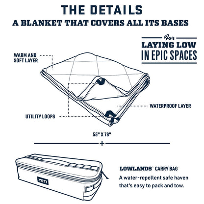 YETI Lowlands Blanket, Multi-Use Blanket with Travel Bag, Big Sky Blue