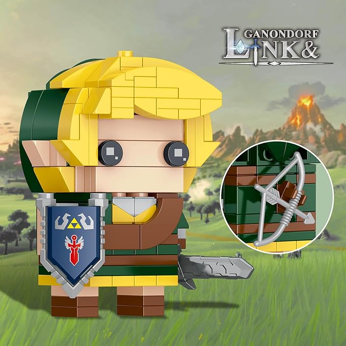 TOY PLAYER BOTW Link Figure Building Set Link Action Figures with Master Sword and Ganondorf Birthday Party Decorations Supplies Gifts for 14+ Fans &ampAdults (200+ Pieces)