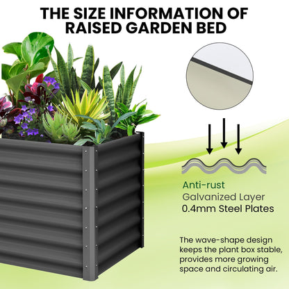 GarveeHome 6 * 3 * 2FT Raised Garden Bed Kit, Galvanized Raised Garden Beds Outdoor for Gardening, Above Planter Boxes, Large Garden Bed for Vegetables, Fruits, Dark Grey, 2 Pcs