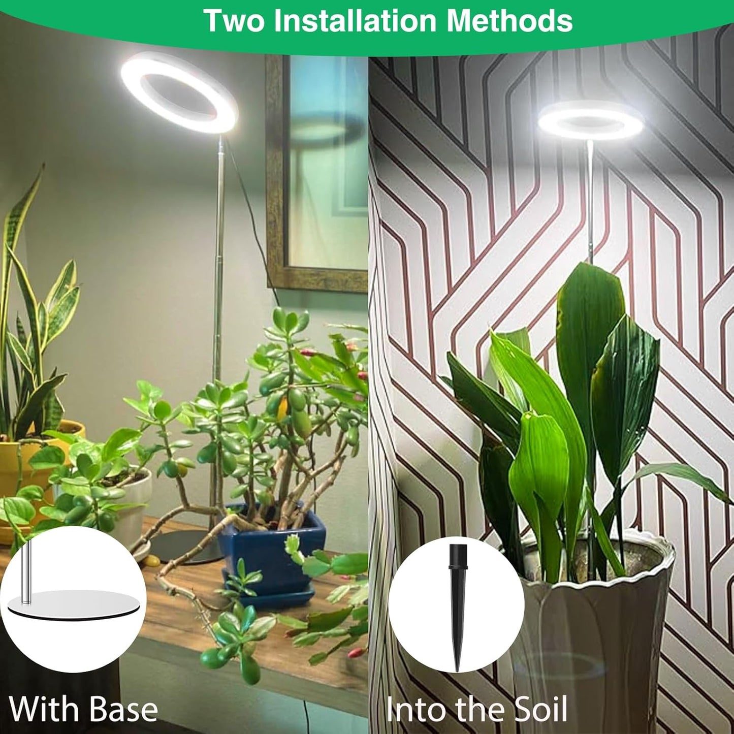 Aokrean Grow Lights - Full Spectrum Indoor Plant Lights with Adjustable Height & Auto Timer | 2 Pack
