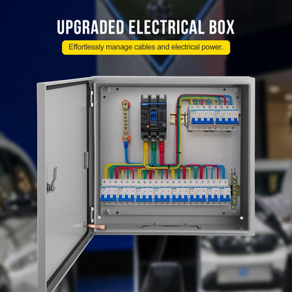 Outdoor Electrical Box,24x24x12 Inch Steel Electrical Box,IP66 Waterproof & Dustproof,Electrical Enclosure with Hinged Lockable Door and Mounting Plate for Commercial & Residential Circuit Protection