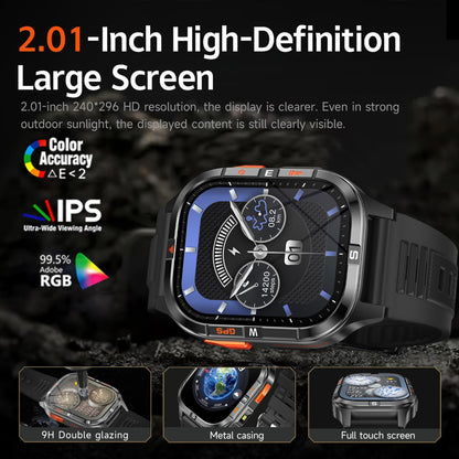 Military GPS Smart Watch for Men with Compass/Altitude/Flashlight，2.01" HD Screen smart watch with Voice Assistant/Bluetooth Calling，Smartwatch for Android&iOS, Activity Tracker Multiple Sport Modes