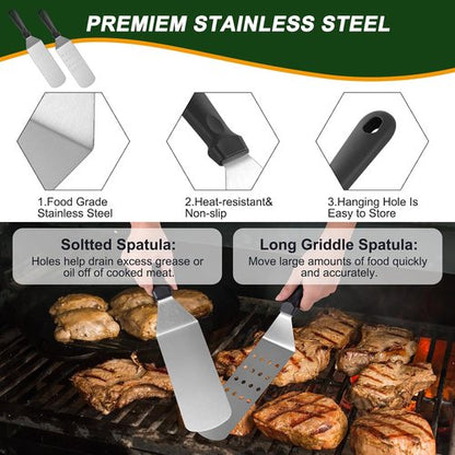 Blackstone 22PCS Griddle Accessories Set - Premium Flat Top Grill Tools with Metal Spatulas & Basting Cover