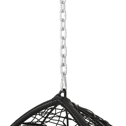 Merax Modern PE Wicker Egg Hanging Chair with Cushion, Outdoor Swing Rattan Chair for Balcony Bedroom, Backyard Gray+Black