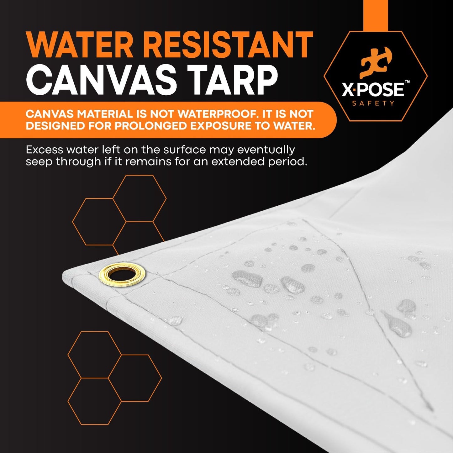 Xpose Safety Canvas Tarp - 10oz White Canvas Tarps Heavy Duty Water Resistant with Brass Grommets- Multipurpose Outdoor Tarpaulin for Camping, Canopy, Trailer, Equipment Cover 20' x 30'