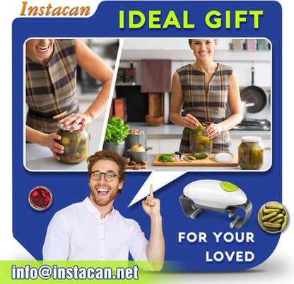 INSTACAN Electric Jar Opener - Higher Torque, One Touch Operation for Easy Lid Removal | Ideal for Seniors & Arthritic Hands (White)