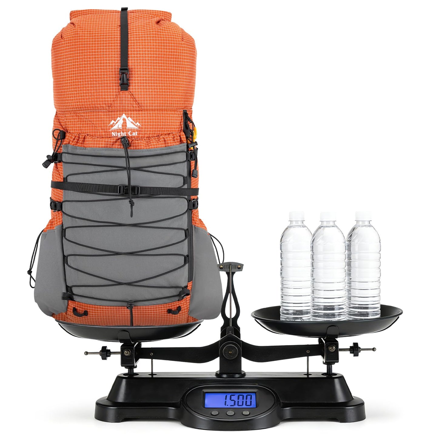 Night Cat Internal-frame Hiking Backpcack: 50L / 60L / 70L Roll Top Lightweight Travel Backpack with Rain Cover for Men Women Hiking Camping Backcpacking Orange Red