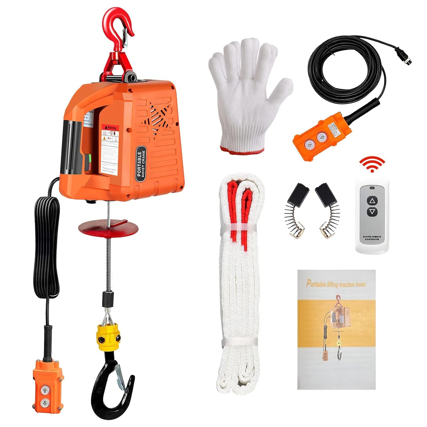 SpprVine 3 in 1 Electric Hoist Winch,2200 lbs Manual/Wired/Wireless Remote Control,110/120V Portable Pure Copp Electric Winch Crane, 25ft Lifting Garage Lifter for Garage, Factory, Warehouse, Balcony