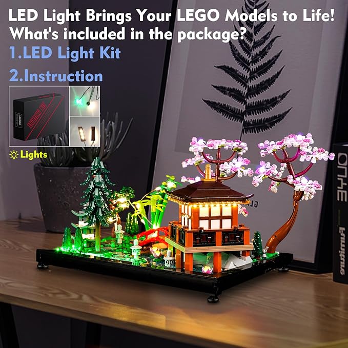 LED Light Kit Compatible with Lego Tranquil Garden 10315 Zen Garden DIY Lighting Set Compatible with Lego Japanese Architecture 10315 Building Set (Lights Only No Models)