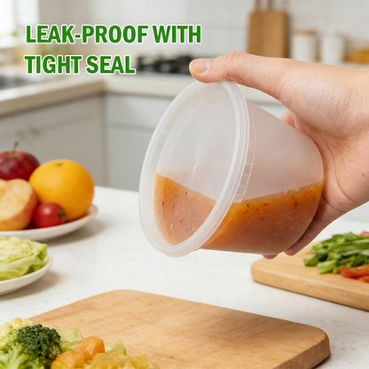 indigywve 48 Sets Deli Containers with Lids, 16 oz Plastic Soup Containers with Lids, Food Storage Containers with Lids Airtight, Stackable, Leak-proof, Microwave and Freezer Safe