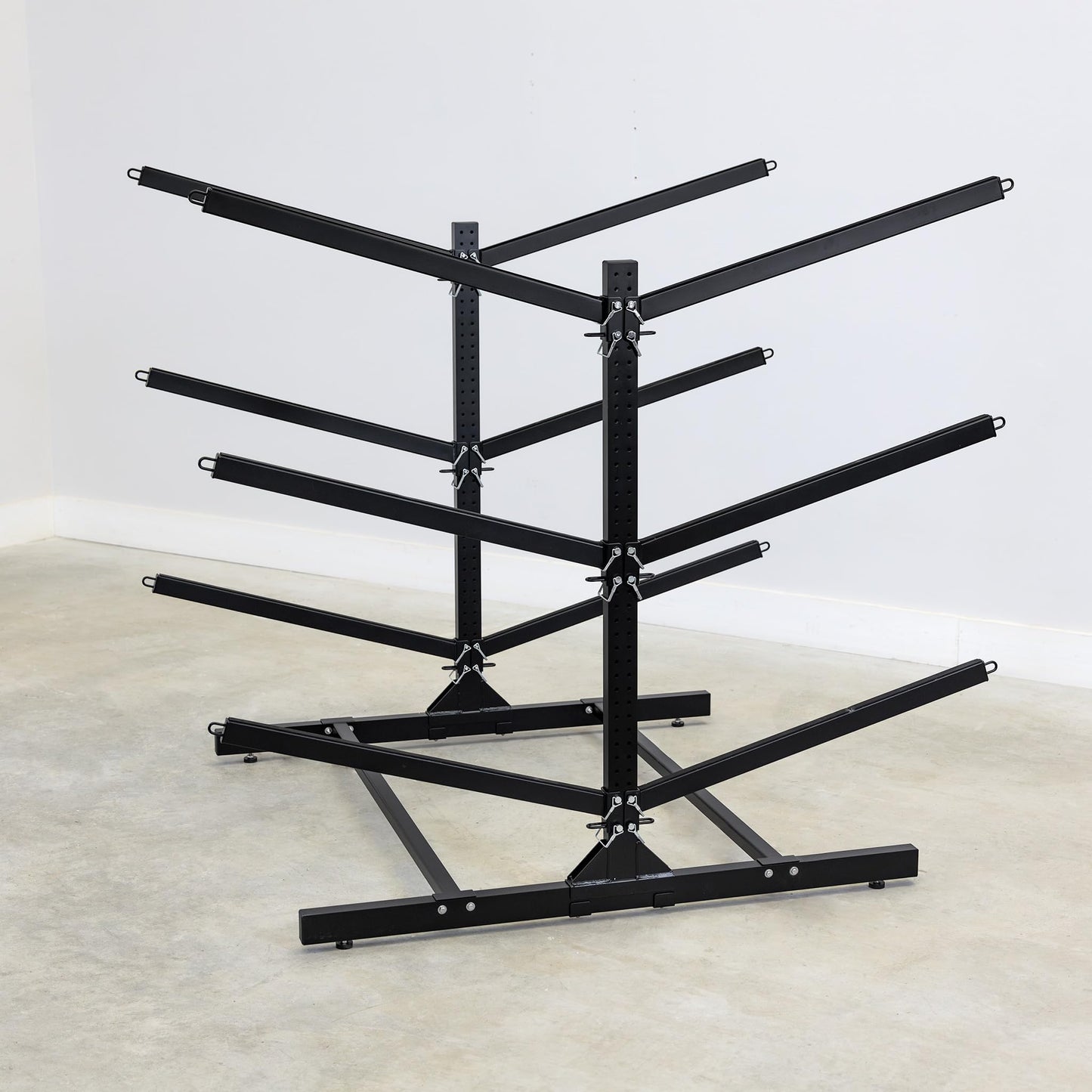 Teal Triangle Freestanding Kayak Storage Rack – 6 Kayak Rack & Canoe Rack – Indoor Outdoor Kayak – Adjustable Surfboard & Stand Up Paddle Board Holder – Adjustable Storage Stand - Black
