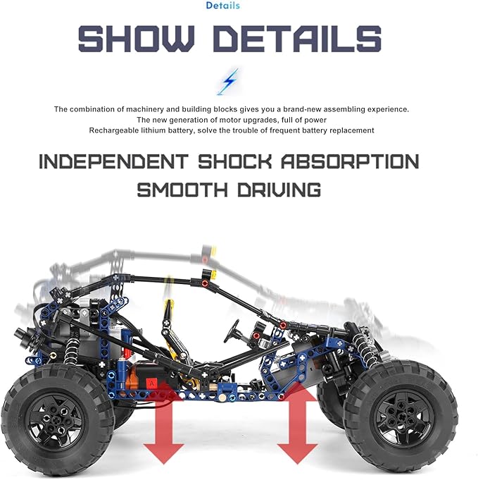 Mould King RC Off-Road Building Car Toys 515 Pieces Building Blocks Lightning Climbing Car Model with Motors (Remote Control and APP Control)