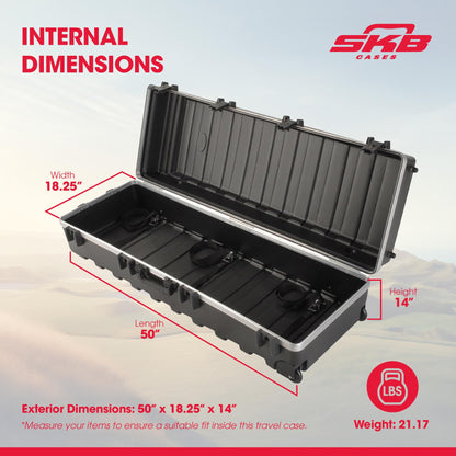 SKB ATA Large Stand Case with Wheels & TSA Latches - Durable Transport Solution for Equipment, 48x16.25x13 Inches, Over-Molded Handle, Secure Straps, Field-Replaceable Parts