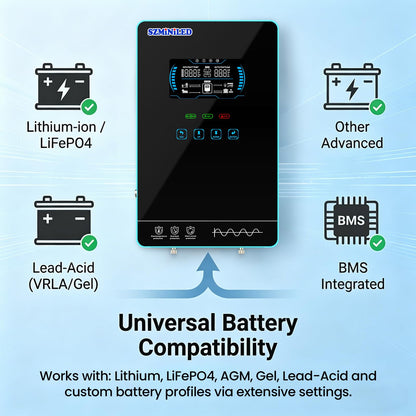 4000W 24V Hybrid Solar Inverter: Pure Sine Wave 8000W Peak 140A MPPT (5600W PV) Controller - Battery or Battery-Less Mode Ultra-Safe Home Backup & Emergency Power for Essential Circuits