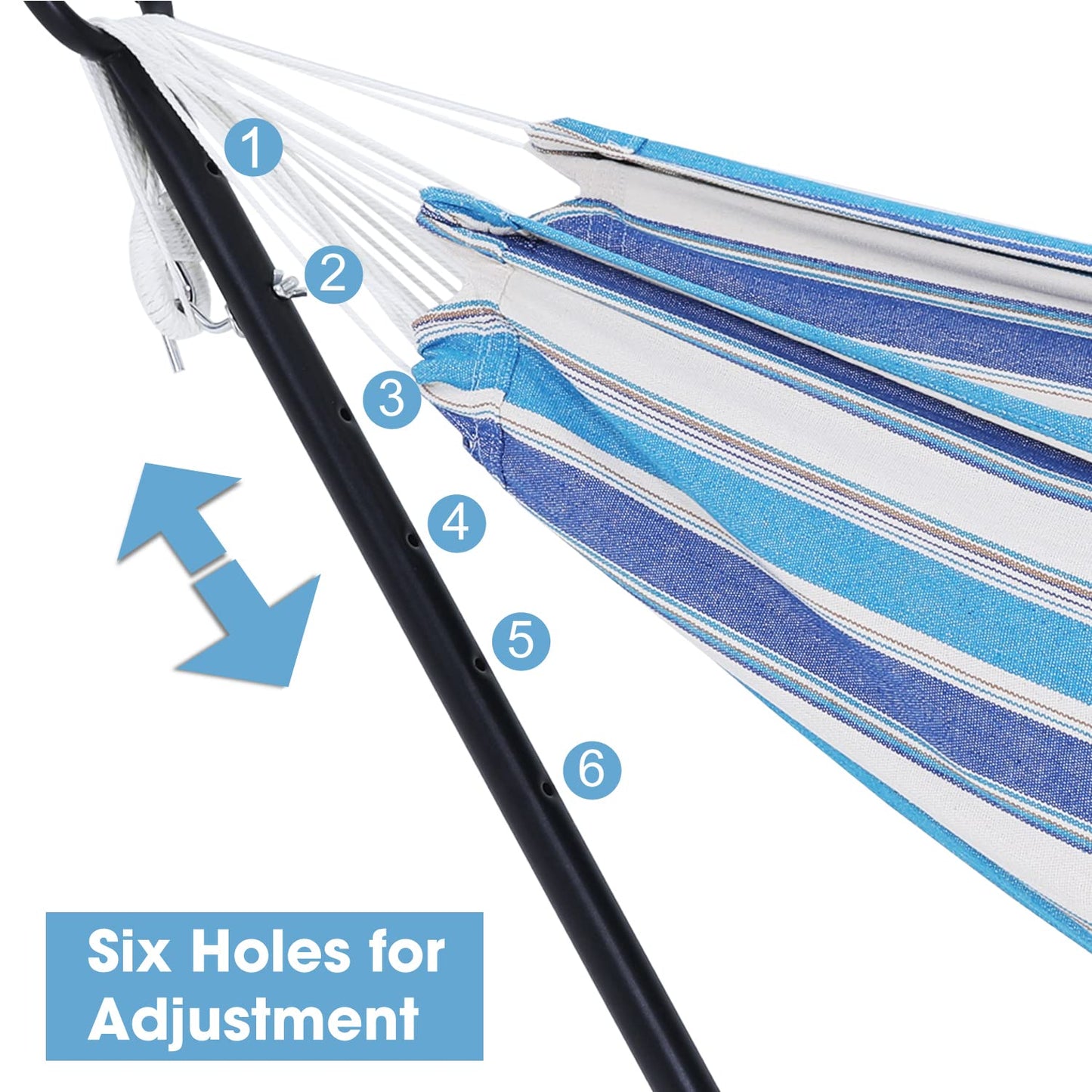 OUTDOOR WIND 550lbs Capacity Double Hammock Adjustable Hammock Bed with 10ft Heavy Duty Steel Stand Includes Portable Carrying Case, Easy Set up