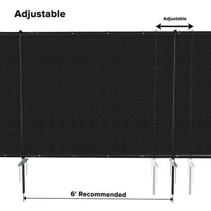 INFRANGE 6'x24' Privacy Fence Kit Freestanding Mesh Screen with Iron Poles Temporary Fencing Outdoor Patio Backyard Divider Dog Air Conditioner Trash Fence Black Custom