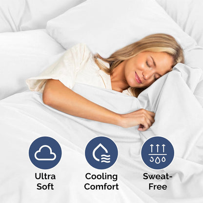 King Size 4 Piece Sheet Set - Ultra Soft Cooling Bed Sheets | Fits 8-16 Inch Mattresses - Wrinkle-Free, Fade-Resistant Bright White