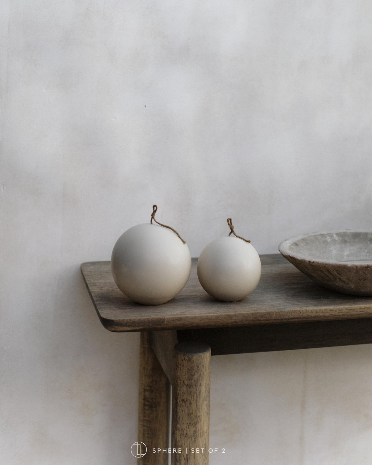 LAWA Sphere Candle - Beautiful Handmade Pillar Soy Wax Elegant Aesthetic Candle Housewarming Gift Home Room Shelf Decor Idea (Light Beige, Set of 2)