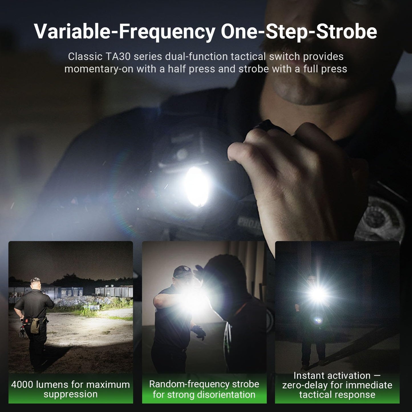 NEXTORCH TA30D MAX Tactical Flashlight High Lumens, 4000 Lumens Rechargeable Flashlight with 5 Modes & Strobe for Special Operations Assault Tactical Missions Night Searches, etc