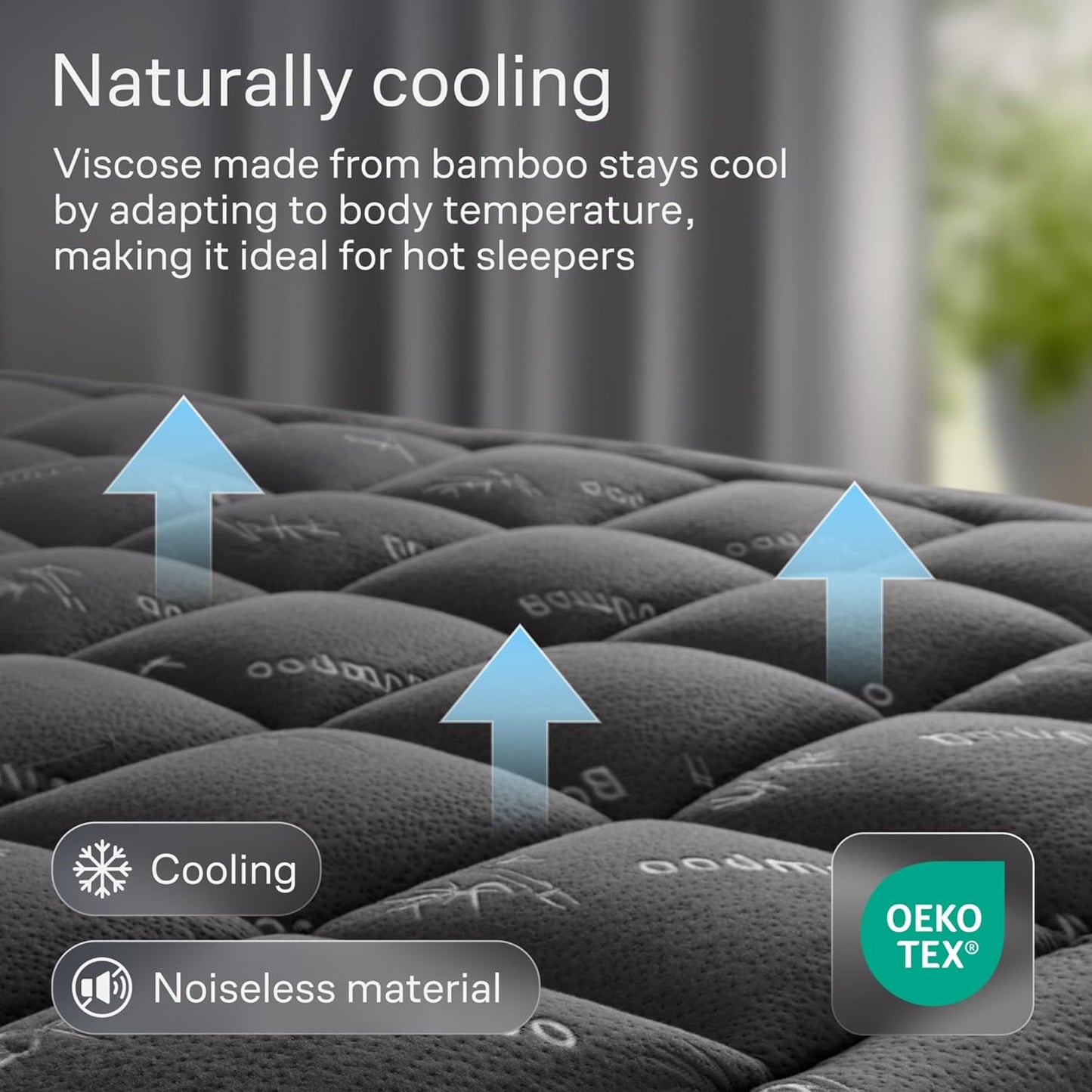 Niagara Sleep Solution Ultra Soft Twin XL Mattress Topper - Bamboo Viscose Pillow Top for Back Pain Relief | Naturally Cooling, Dark Gray