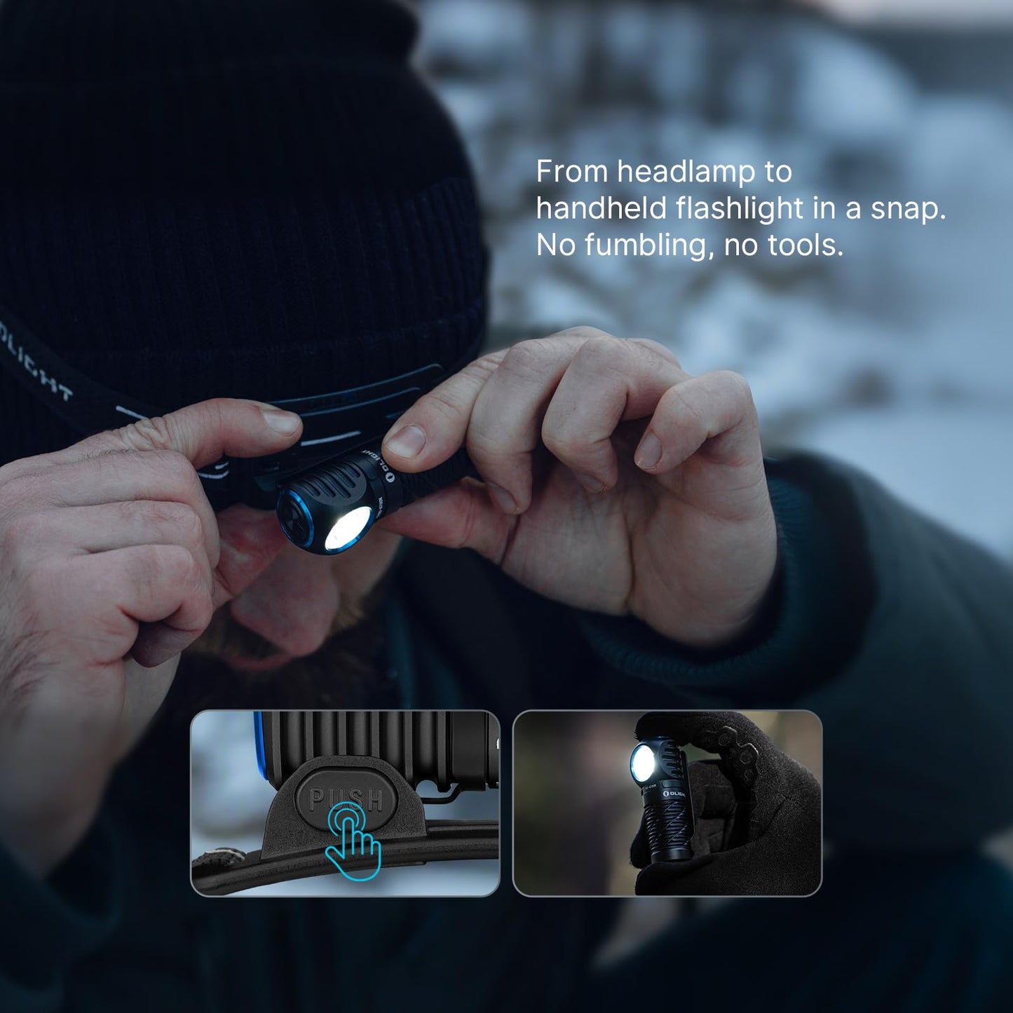 OLIGHT Perun 3 Mini Headlamp 1250 Lumens LED Head Flashlight Bundle with Perun 3 Mini Headlamp 920 Lumens LED Head Flashlight