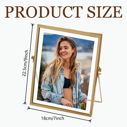 Hyuetrsa 3 Pcs Gold Floating Picture Frame, Tabletop Shelf Photo Frame, 7 x 9 '' Vertical Glass Frames for Multi Size Photos Including 4×4,4×6,5×7,for Christmas Wedding New Year