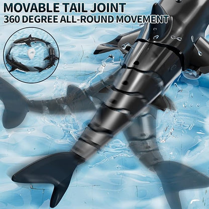 2.4GHz Remote Control Shark Toys for Boys1:18 Scale High Simulation Shark Toys with Light &amp Spray RC Sharks for Pools &amp Lakes Toy Shark Boat Gift for 4 5 6 7 8 9 Year Old Kids Boys Girls