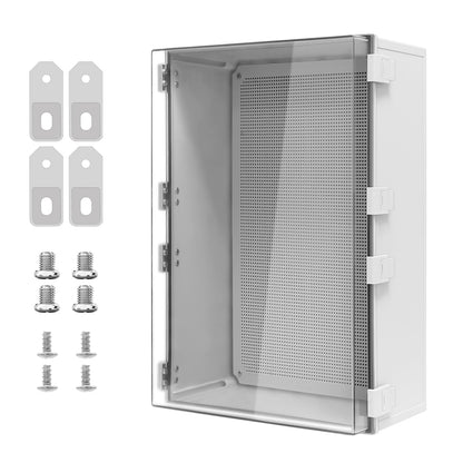 LMioEtool Electrical Box, IP65 Waterproof Dustproof ABS Plastic Enclosure, Outdoor and Indoor Project Box Hinged Clear Cover with Mounting Plate Wall Brackets,Outer Dimension 23.6"x 15.7" x 8.7", Grey