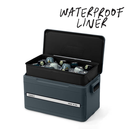 Coleman Snap 'N Go 35-Quart Collapsible Hard Cooler, Portable Hard-Sided Cooler with Waterproof Removable Liner, Spacing-Saving & Quick Set Up, 48 Hours Cold, Mussel Grey